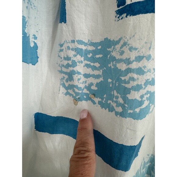 Play Alegre Painted Blouse Women XL  Coastal Boats Button Up White Fish - Picture 6 of 10